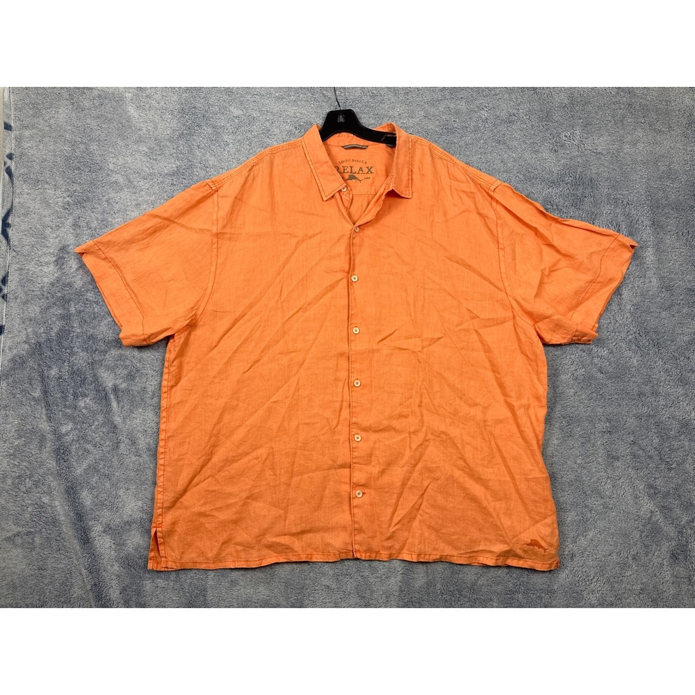 Tommy Bahama Mens 3XB Orange Linen Short Sleeve Button Up Relax Shirt